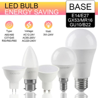LED Light Bulbs AC220-240V 24W 18W 15W 9W 7W 5W 3W LED Bulb No Flicker E27 E14 GU10 Standard Base Lighting High Lumen Spotlight