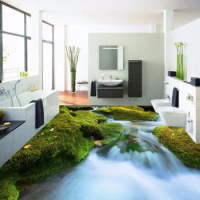 3d wallpaper pvc 3D moss river floor painting 3d floor painting wallpaper floor wallpaper 3d for bathrooms