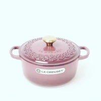 24cm New Carved Lace Enamel Cast Iron Pot Pink Kitchen Saucepan Household Round Stockpot Universal Stoves Cooking Pots