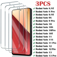3Pcs Protective Glass for Xiaomi Redmi Note 8 9 10 Pro 8T 9T 9S 10S Screen Protector For Redmi Note 11 12 13 Pro 11S Glass