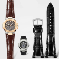 2023 xem Phụ kiện dây đeo đồng hồ bằng da thật cho PATEK PHILIPPE Nautilus Watchband lõm 13mm miệng vòng đeo tay Nam 25x13mm