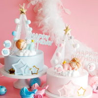 Cute Angel Wing tent Cake Topper For Baby Shower Kids Happy Birthday Party Decoration Supplies Wedding Dessert Cake Decor Tools