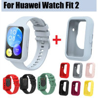 สายซิลิโคน + เคส, สำหรับนาฬิกา Huawei พอดี 2, เคสซิลิโคนนิ่ม, เหมาะสำหรับนาฬิกา Huawei พอดี 2, กีฬาซ