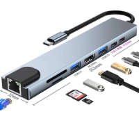 USB C HUB 3.0 USB Splitter Type C to RJ45 PD 87W Adapter USB 3.0 HUB With SD TF Type-C OTG 3 Hab For Macbook Air iPad Pro