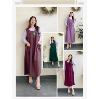 gamis overall polos tali karet dada free manset - jumpsuit - jumsuit