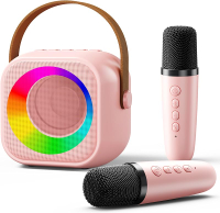 Karaoke Machine for Kids: Portable Bluetooth Kararoke Microphone Speaker with 2 Wireless Microphones