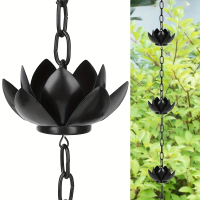 1pc 51.2-Inch Black for Lotus Rain Chain, Gutter Chain Rain Chain, Metal for Lotus Rain Chain, Downs