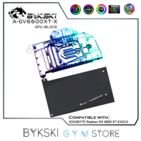 Bykski GPU Watercooler For GIGABYTE Radeon RX 6600 XT EAGLE Graphics Card,VGA Cooling Block 5V 12V MB Sync A-GV6600XT-X