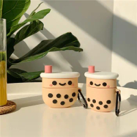 Cute 3D Bubble Milk Tea Key chain for Airpods 1 2 Case Good Quality Bluetooth Wireless Earphone Cover For Airpods Pro Case Cute