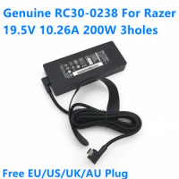 Genuine RC30-0238 200W 19.5V 10.26A 3holes RC30-02380100 AC Adapter For Razer BLADE 15 RZ09-02385 Laptop Power Supply Charger