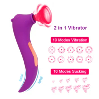 20 Modes Dildos Sucking Vibrator G Spot Clitoris Stimulator Nipple Sucker Sex Toys for Women Adults Dual Motors
