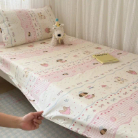 100%Cotton Cartoon Bedsheet Students Domitory Single Queen / King Size Fitted Bedsheet Cadar Pillow