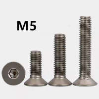 10PCS M5x8/10/12/15/16/20/25/30/45mm GB70.3 Titanium Screws TA2/GR2 Fastener Metric Titanium DIN7991 Countersunk head hex bolt