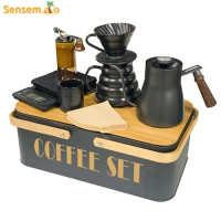 Vintage Coffee Set: Pour Over Kettle, Grinder, Filters, Scale - Perfect for Travel