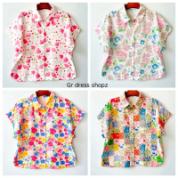 ป้าย June เสื้อผ้าฝ้ายพิมพ์ลายทางแขนล้ำ หน้าผ้า 46 นิ้ว อกจริงไม่เกิน 42-44 ใส่ได้ ยาว 22