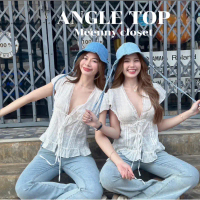 Meenny Closet | KL06 (มีSize) เสื้อน่ารักเเต่งโบว์หน้าปักลายฉลุ