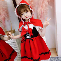 新款萬圣節兒童服裝女童小紅帽演出服cosplay化妝舞會角色扮演服