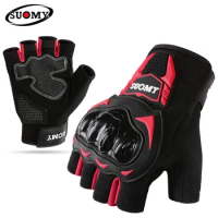 SUOMY Half Finger Motorcycle Gloves Summer Bicycle Cycling Gloves Hard Shell Protective Dirt Bike Riding Gloves Fingerless Men
