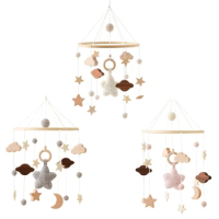 Lovely Baby Crib Mobile Baby Mobile Star Moon Nursery Decor Boho- Crib Mobile Nursery Hanging Bed Wood Ornament-