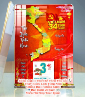 Khung Tranh Gỗ Lịch Tết Bản Đồ Việt Nam 34 Tỉnh Treo Tường Tráng Gương in Nhật Bảo Hành 15 Năm Kèm L
