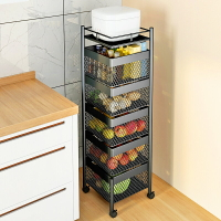 廚房蔬菜置物架落地多層菜籃子儲物架可旋轉多功能水果收納筐架子
