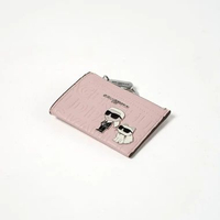 Dompet KARL LAGERFELD CHOUPETTE SIDE TEXT EMBOSSED PINK CARD HOLDER KEYCHAIN 100% ORIGINAL 11X8CM