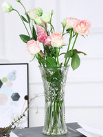 高款圓形玻璃花瓶透明大號水培富貴竹干花百合六角瓶家居擺件客廳