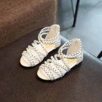 Girls Sandals kids Shoes 2018 summer new girls sandals hollow knitted flowers Roman shoes fashion