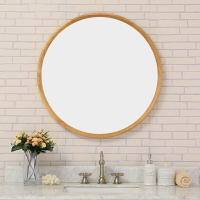 出口全實木臥室鏡子 美式浴室鏡梳妝壁掛鏡 化妝圓鏡掛鏡裝飾鏡子