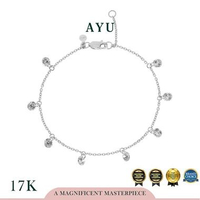AYU Gelang Kaki Emas - 8 Candy Pop Chain Anklet 17k White Gold 22-24 CM
