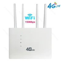 US/EU Plug WiFi Router 150Mbps Networking Modem External Antenna SIM Card 4G Wireless Router 4 Network Ports for Home Office