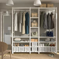 ELVARLI 衣櫃/衣櫥組合, 白色, 205x55x216 公分