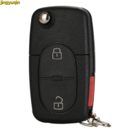 Jingyuqin 5pcs 3/4B Flip Remote Car Key Fob Shell For Volkswagen VW Passat Jetta Golf Beetle With CR1620/CR2032 Battery Holder