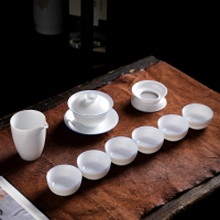 陶瓷功夫茶具套裝手工薄胎白瓷蓋碗茶壺茶杯組合禮盒家用商務禮品