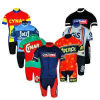 Retro Men's Cycling Jersey Set Summer Cycling Shirt Bib Shorts 9D Breathable Gel Pad Classic Team Bike Kit