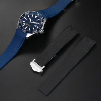 Rubber Silicone Watch Strap Fit for Tag Heuer CARRERA AQUARACER 300 WAY201A WAY211C Black Blue Watch Accessories 20mm 22mm
