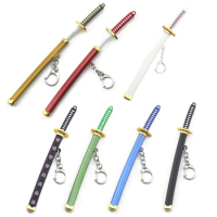 Mini Anime Demon Slayer Sword Keychain Katana Ghost Blade Metal Pendant Keyrings Weapons Cosplay Toy