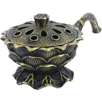 Frankincense Resin Burner With Handle , Lotus Shaped Holder Fit For Home Decoration