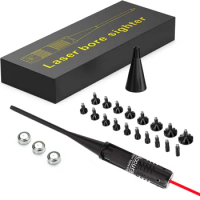 Red Laser Bore Sight Rifles Handgun BoreSighter Collimator Kit Button Switch for 0.177 to 0.54 .78 Caliber 18 Adapter