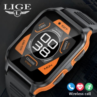 LIGE 1.83-inch HD Screen Men Smart Watch Bluetooth Call 3ATM Waterproof Smartwatch Military Outdoor Sports Watch For Xiaomi 2024