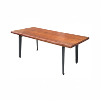 【固得家俬】212cm實木桌 1枚板 檀木桌 硬度高 7尺 牛角鐵腳 餐桌 會議桌(會議桌 餐桌 工作桌)