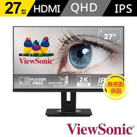 【ViewSonic 優派】福利品-VG2755-2K 27型 WQHD IPS無邊框顯示器
