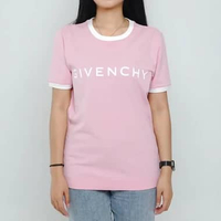 Kaos GIVENCHY TEXT WHITE PINK TIPPED LADIES 100% ORIGINAL Size L