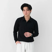 SANVANINA CUBA Upper Zip Long Polo Shirt | Polo Zipper Pria | Kaos Lengan Panjang Pria | Polo Half Z