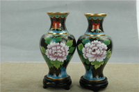八十年大景泰藍掐絲琺瑯庫存老貨三線觀音瓶對花瓶工藝品擺件