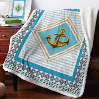 Anchor Stripes Cashmere Blanket Warm Winter Soft Throw Blankets for Beds Sofa Wool Blanket Bedspread