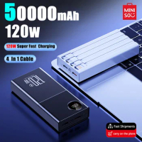 Miniso 120W 50000mAh 4 in 1 High Capacity Power Bank Fast Charging Powerbank Thin Portable Battery Charger For iPhone Samsung