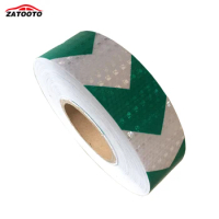 ZATOOTO 2"*164' Green White Arrow Reflective Safety Warning Conspicuity Tape Film Sticker Lattice Truck Self Adhesive Tape