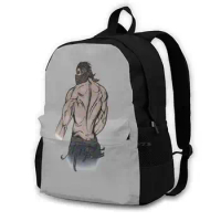School Bag Big Capacity Backpack Laptop 15 Inch Shirtless Muscle Back Fit Bandit Criminal Badass Bad Boy Muscled For Men