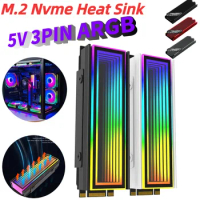 M.2 Nvme SSD Cooler 5V 3PIN ARGB Solid State Hard Disk Cooler AURA Sync Aluminum Alloy Heat-resistance for M.2 2280